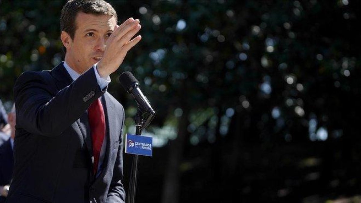 El presidente del PP, Pablo Casado.-JOSÉ LUIS ROCA