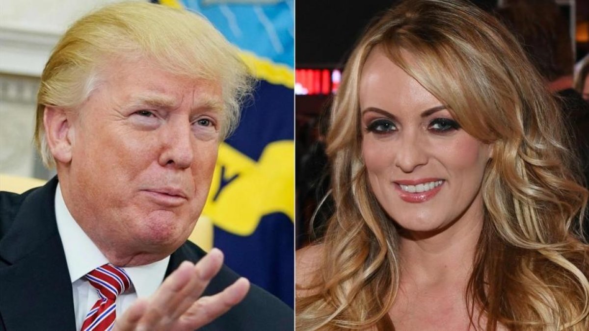 Fotos de archivo del presidente de Estados Unidos, Donald Trump y la actriz porno, Stormy Daniels.-GETTY IMAGES