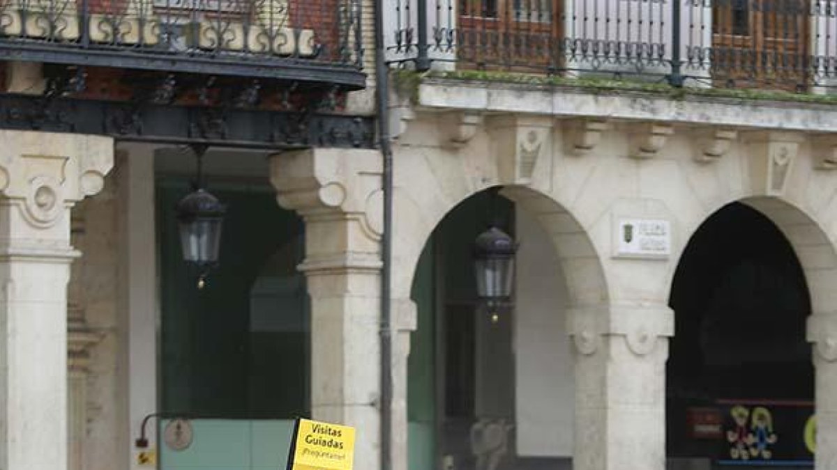 Un grupo de visitantes rodea a una guía turística frente al Ayuntamiento de Burgos.-RAÚL G. OCHOA