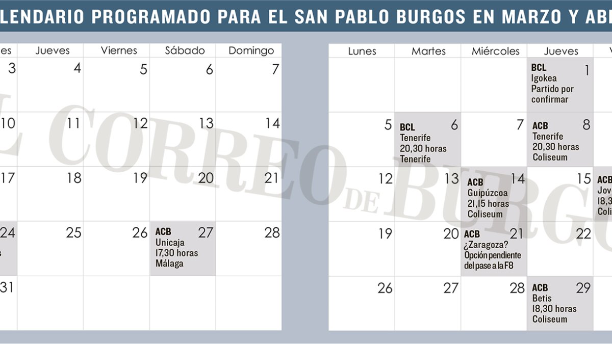 Calendario programado para el Hereda San Pablo, sujeto a nuevas correcciones. ECB