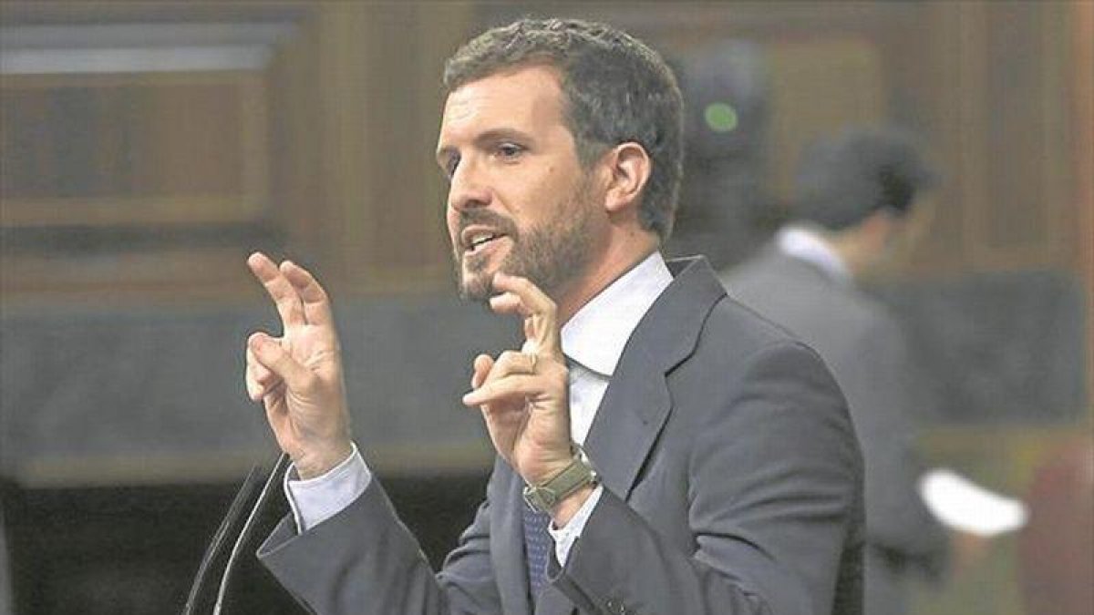 Pablo Casado, ayer en el Congreso.-DAVID CASTRO
