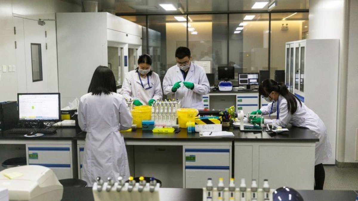 Tecnicos trabajan en el laboratorio de investigacion de ADN para la secuenciacion de genes  en Nanjing  China.-EFE / Aleksandar Plavevski