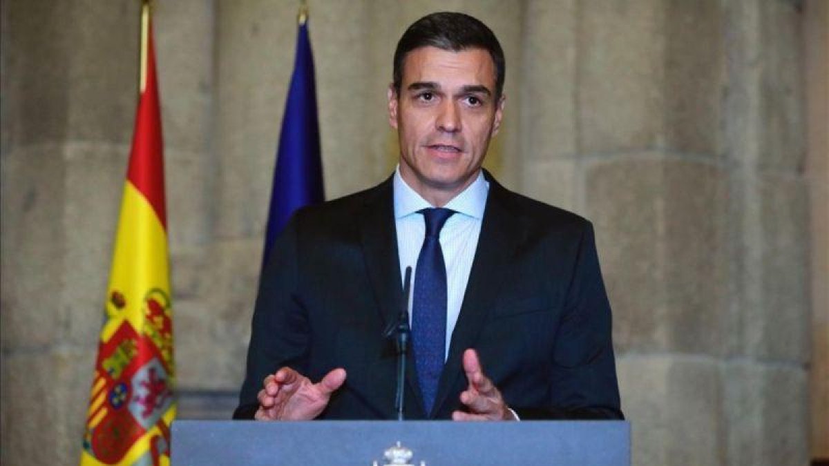 El presidente del Gobierno, Pedro Sánchez, durante la recepción de bienvenida celebrada con motivo de Fitur, ayer en Madrid.-ÁNGEL DÍAZ (EFE)