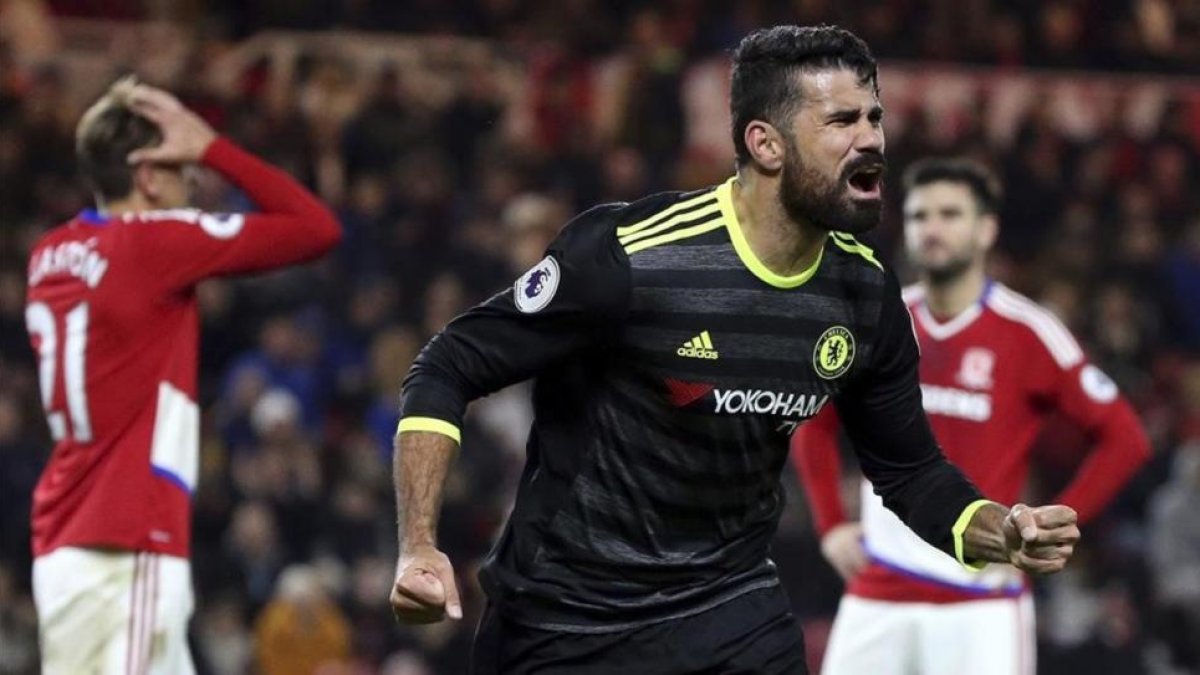 Diego Costa celebra su decisivo gol al Middlesbrough.-AP / SCOTT HEPPELL