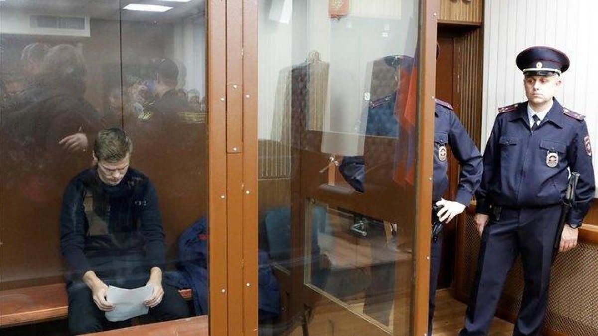 Escena del juicio a Kokorin y Mamaev celebrado en Moscú en noviembre del 2018.-