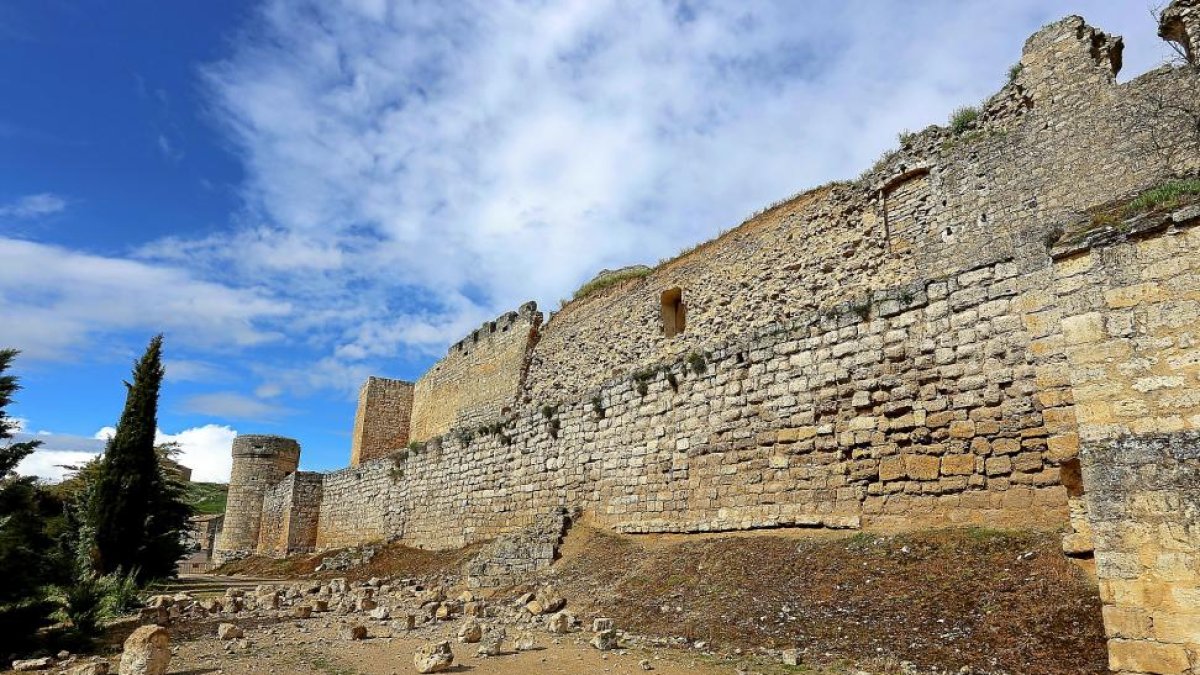 Una imagen del muro del castillo de Trigueros del Valle, con importantes desprendimientos.-ICAL