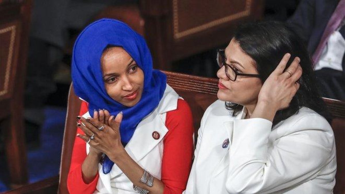Ilhan Omar y  Rashida Tlaib en el Congreso de EEUU.-AP / J. SCOTT APPLEWHITE