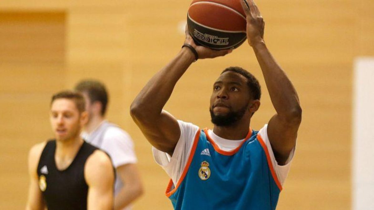 Randle, en su primer entrenamiento con el Madrid.-REAL MADRID BASKET