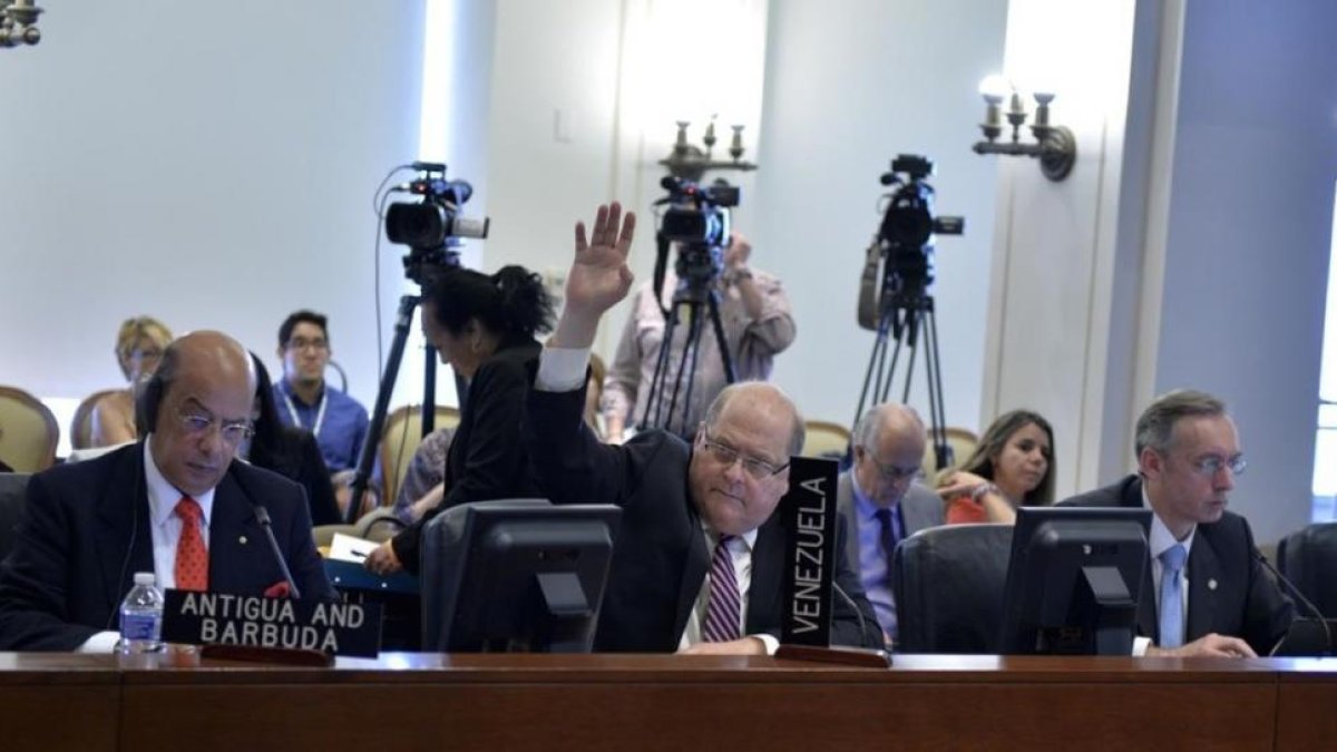 Los 34 paises de la Organizacion de Estados Americanos OEA aprobaron por consenso una declaracion conciliadora sobre Venezuela.-EFE / JUAN MANUEL HERRERA