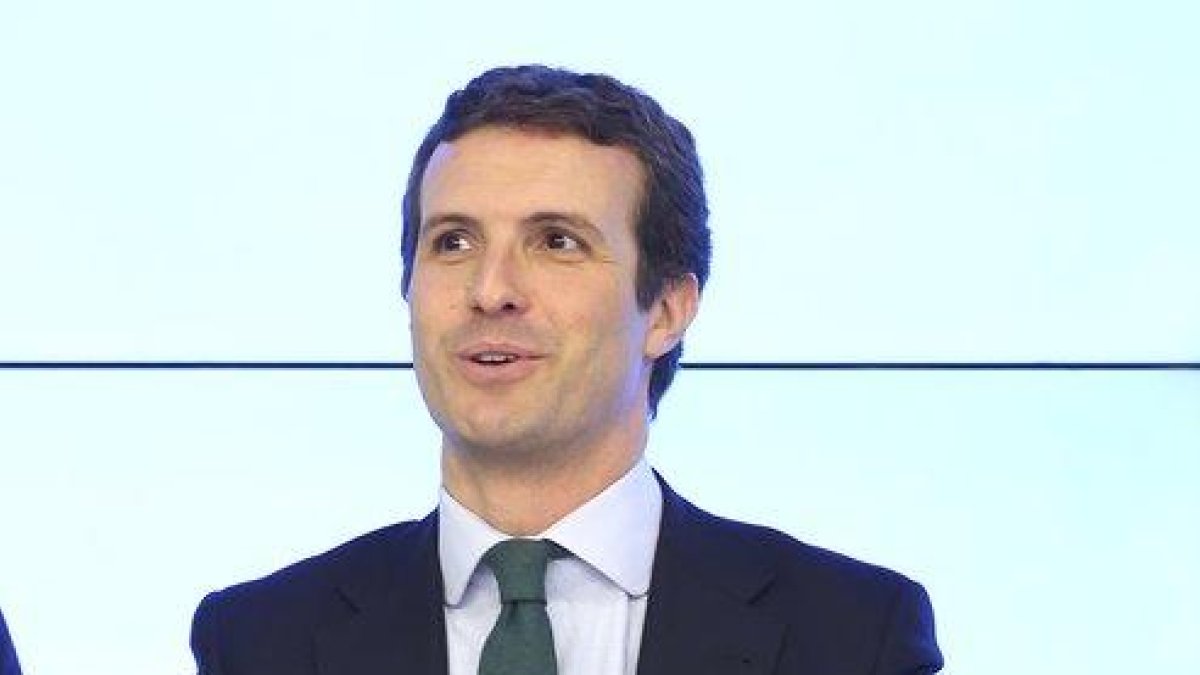 El actual presidente del PP, Pablo Casado, en la reunión del comité ejecutivo de este martes-DAVID CASTRO