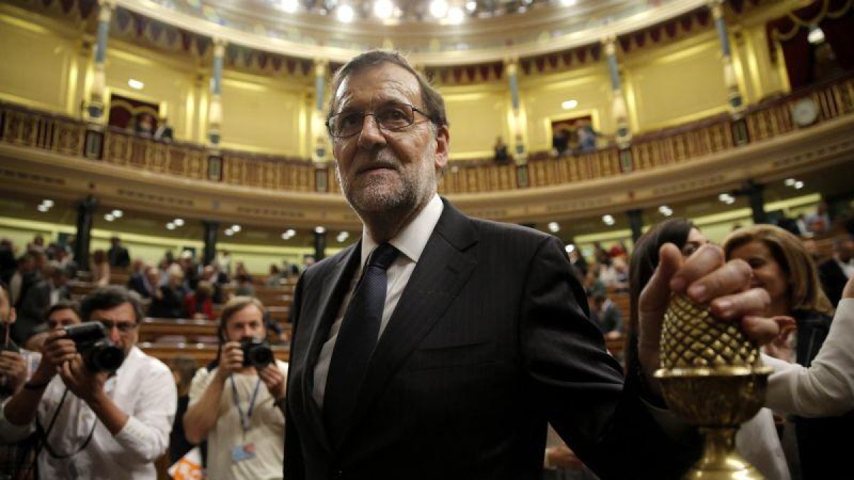Mariano Rajoy, el jueves en el Congreso de los Diputados, tras perder la primera votación.-JOSÉ LUIS ROCA
