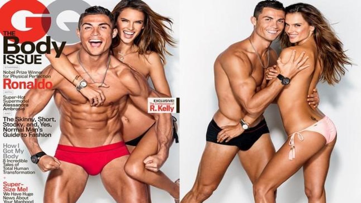 Cristiano Ronaldo y Alessandra Ambrosio, en la portada de la revista 'GQ' de febrero.-