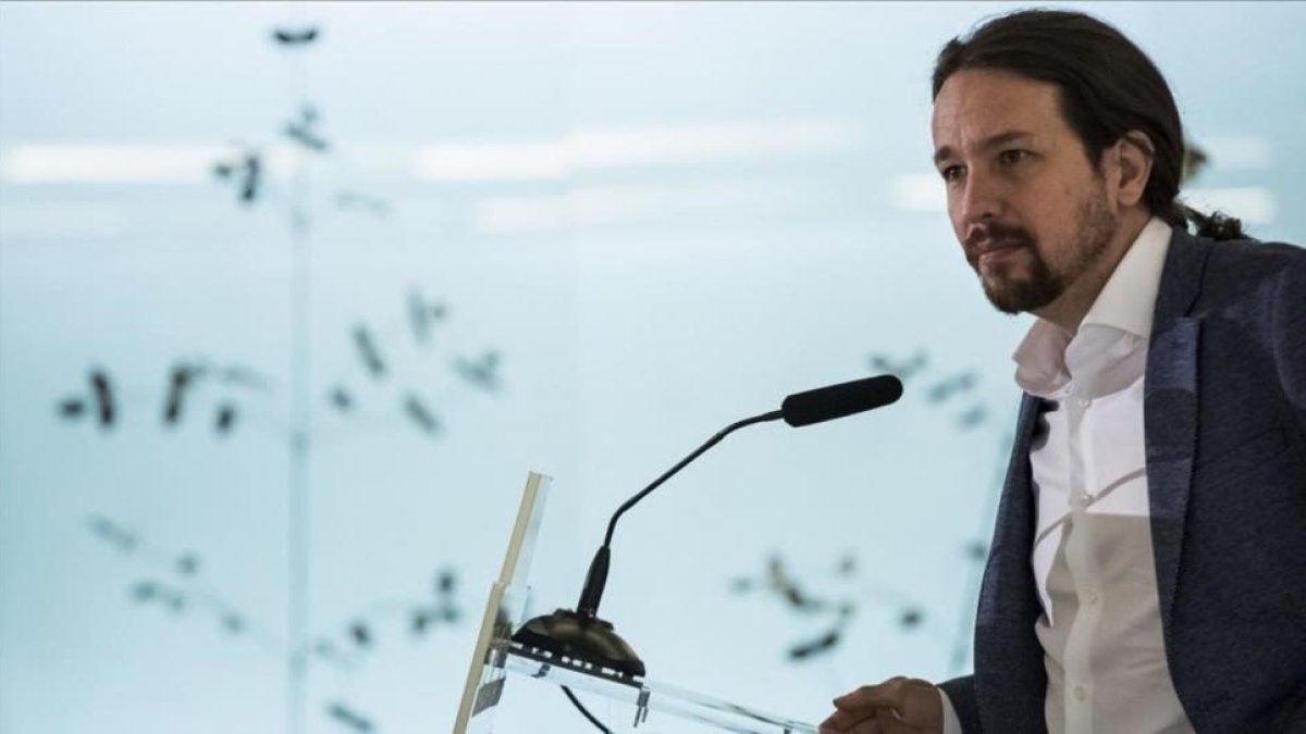Pablo Iglesias, en el desayuno informativo de Europa Press, en Madrid.-SANTI DONAIRE