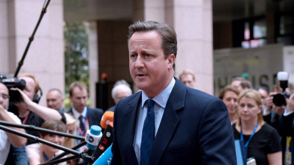 El primer ministro británico, David Cameron, a su llegada al Consejo Europeo.-THIERRY CHARLIER / AFP