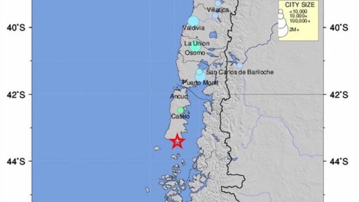 Lugar donde se ha registrado el epicentro del terremoto de hoy en el sur de Chile.-EFE