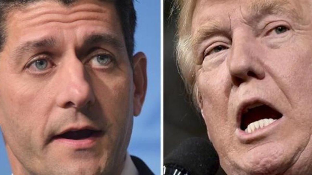 Combinación de fotos de Trump (derecha) y Paul Ryan, presidente de la Cámara de Representantes.-AFP