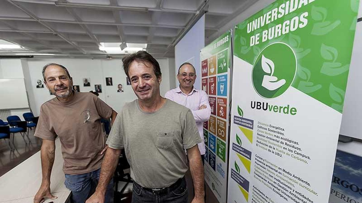 Carlos Palma, Jesús Lázaro y Luis Marcos durante la presentación de la campaña de UBUVerde.-UBU