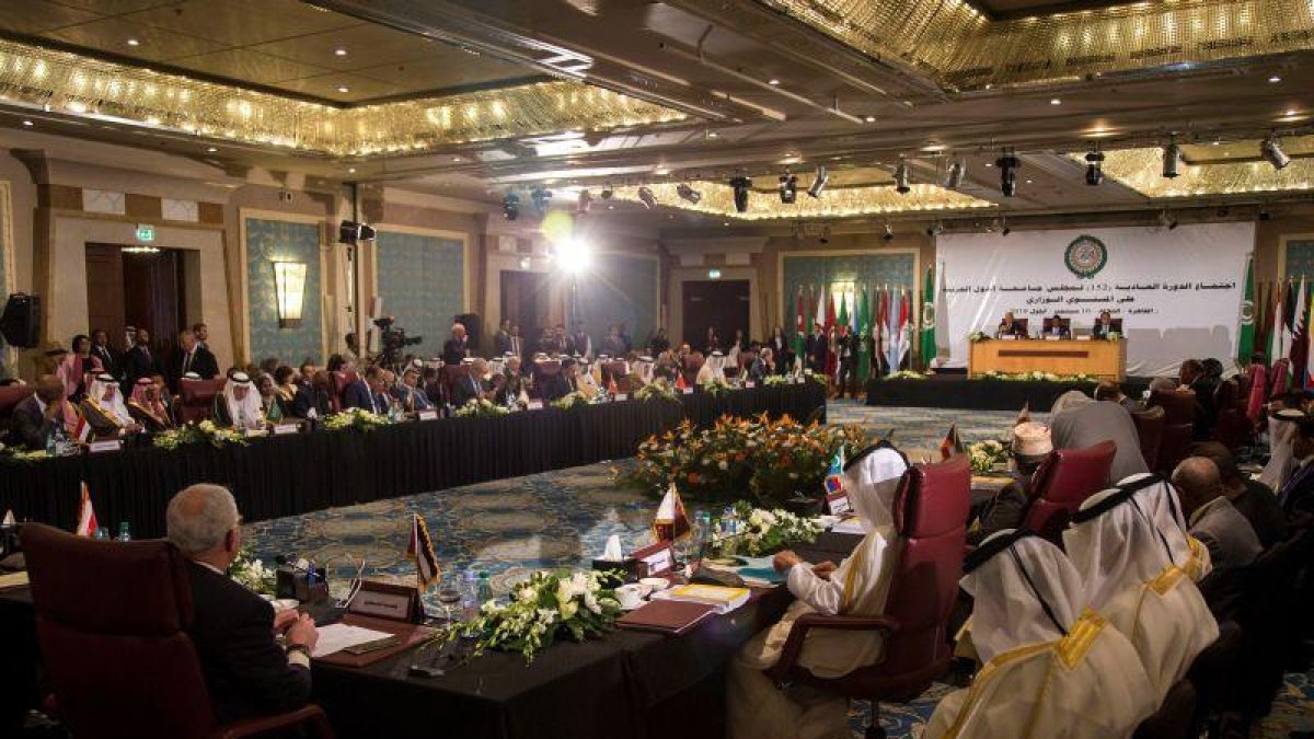 Representantes de la Liga Árabe reunidos el martes en El Cairo.-EFE