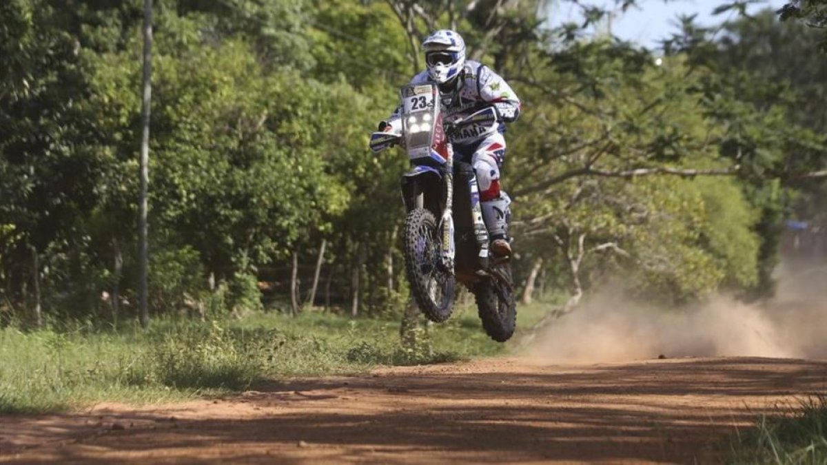 El piloto francés Xavier de Soultrait, ganador de la primera etapa del Dakar.-EFE / DAVID FERNÁNDEZ