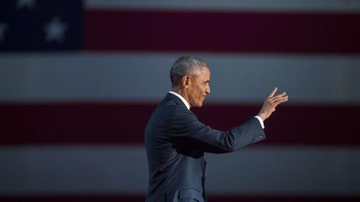 Barack Obama, durante su discurso de despedida en Chicago.-AFP / DARREN HAUCK