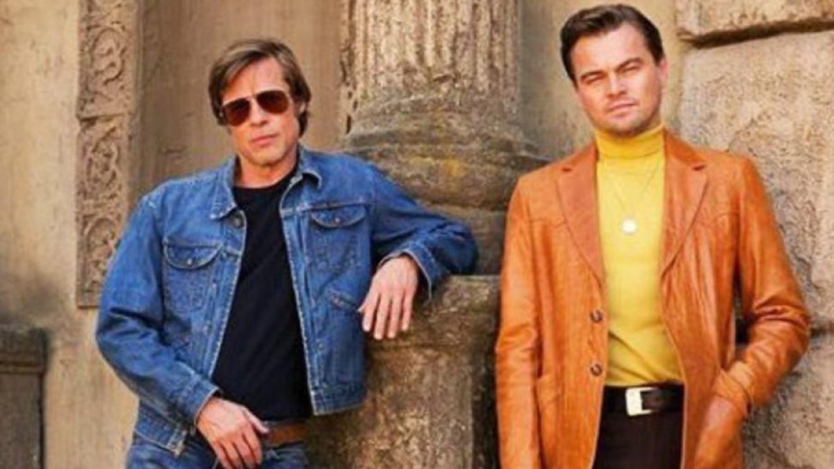 Brad Pitt y Leonardo DiCaprio, en una imagen en el set de rodaje que circula por internet-INSTAGRAM