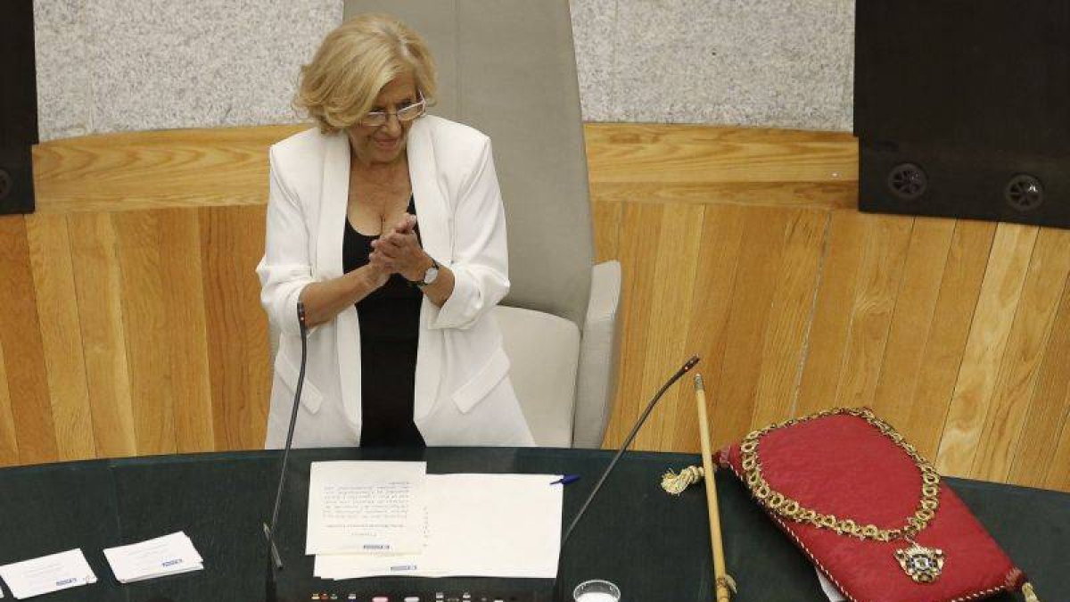 Manuela Carmena, cabeza de lista de Ahora Madrid al Ayuntamiento de la capital de España, ha sido proclamada hoy nueva alcaldesa de la ciudad.-Foto: EFE