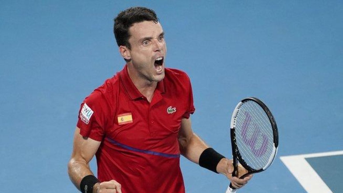 Roberto Bautista celebra la victoria ante el serbio Dusan Lajovic.-EPA / AAP