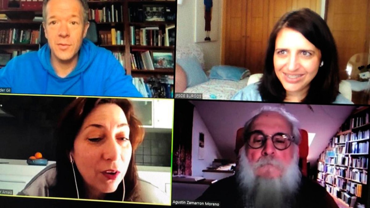 Videoconferencia entre parlamentarios del PSOE por Burgos. ECB