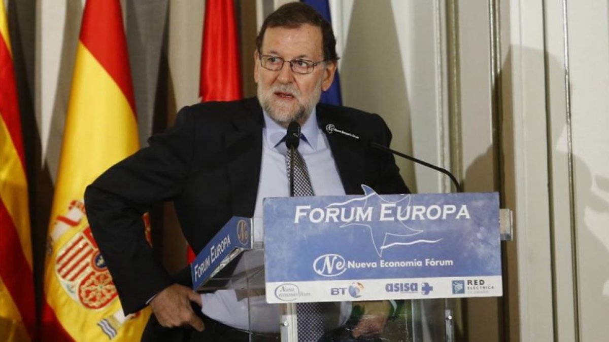 Mariano Rajoy, en un desayuno informativo en Madrid este lunes.-AGUSTÍN CATALÁN