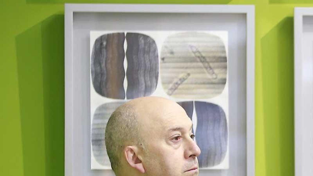 Carlos Sáez posa junto a una de sus obras.-RAÚL G. OCHOA