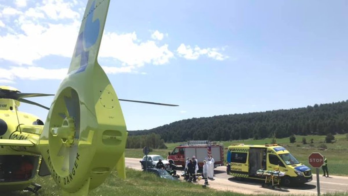 Imagen del lugar del accidente en Hontoria del PInar. @Salud_JCYL