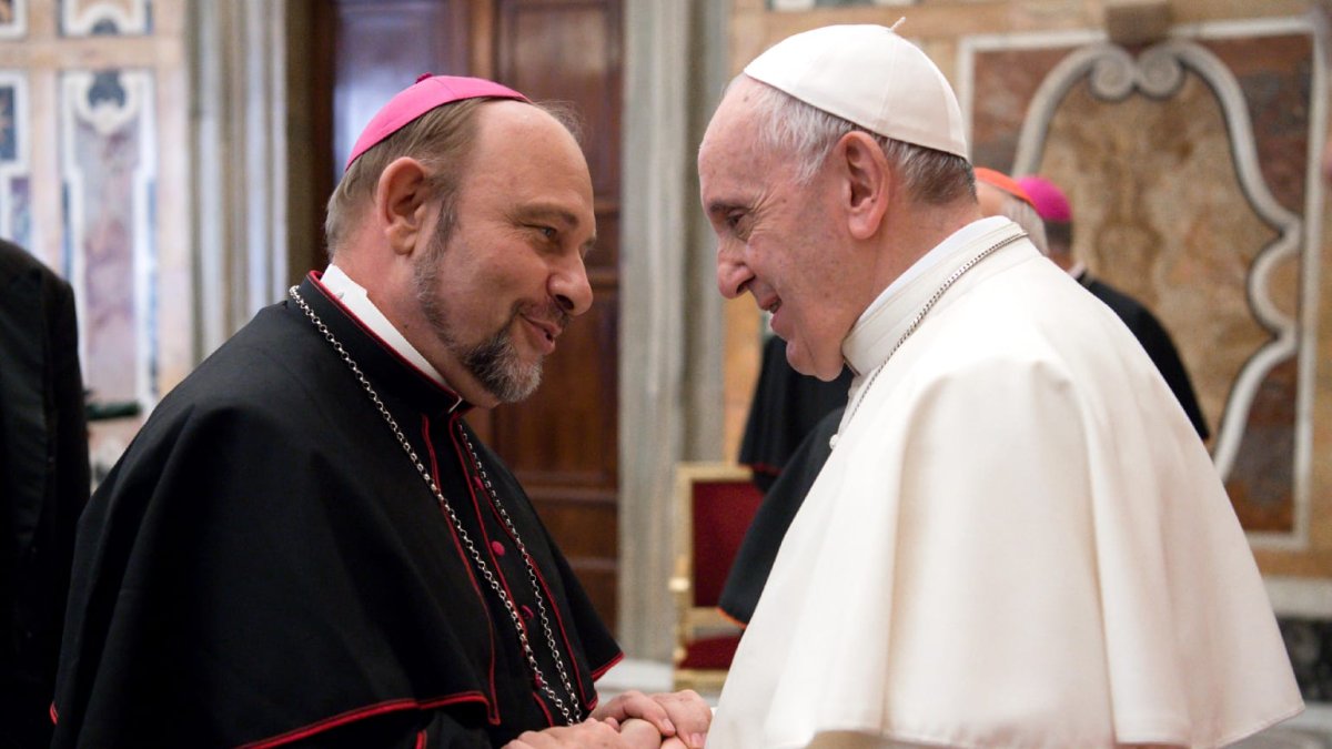 Jesús Ruiz Molina, con el papa Francisco. ARZOBISPADO DE BURGOS