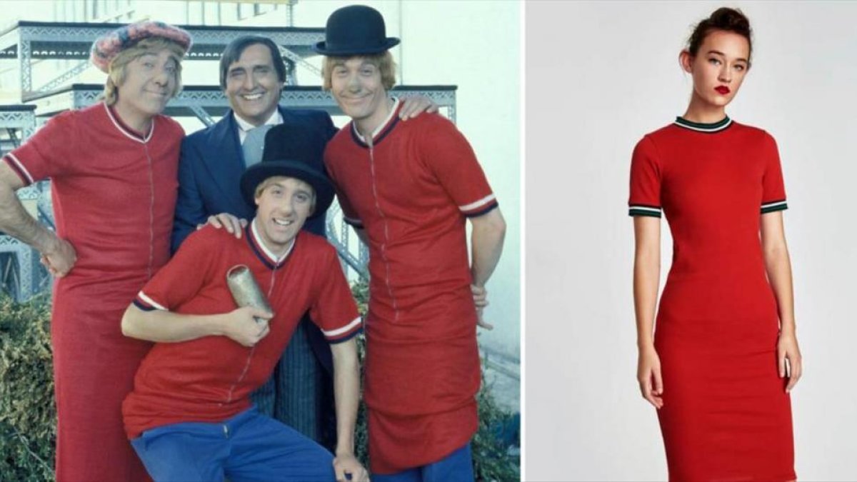 A la izquierda, Los Payasos de la Tele y, a la derecha, el vestido de Zara.-PERIODICO (INSTAGRAM/ ZARA)