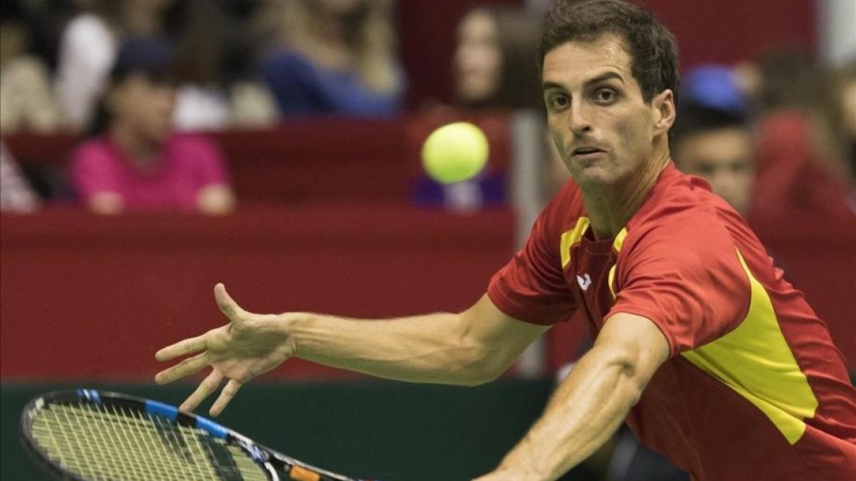 Albert Ramos durante el partido.-EFE / SRDJAN SUKI