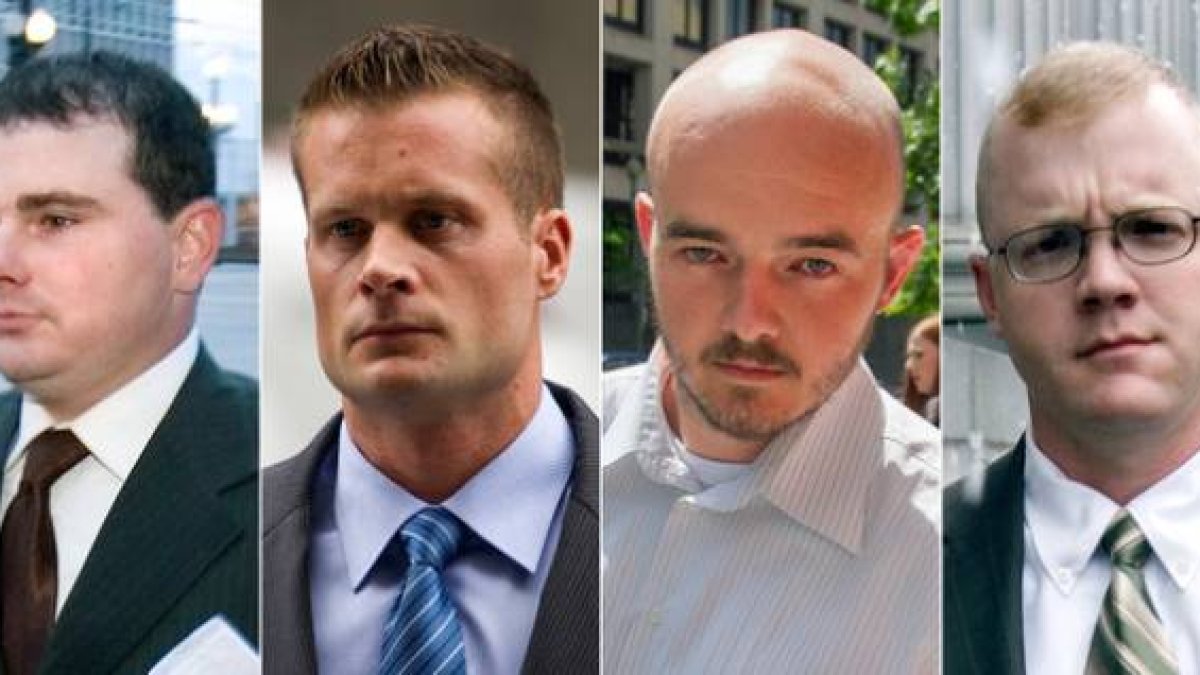 De izquierda a derecha, Dustin Heard, Evan Liberty, Paul Slough, Nicholas Slatten.-Foto: AP