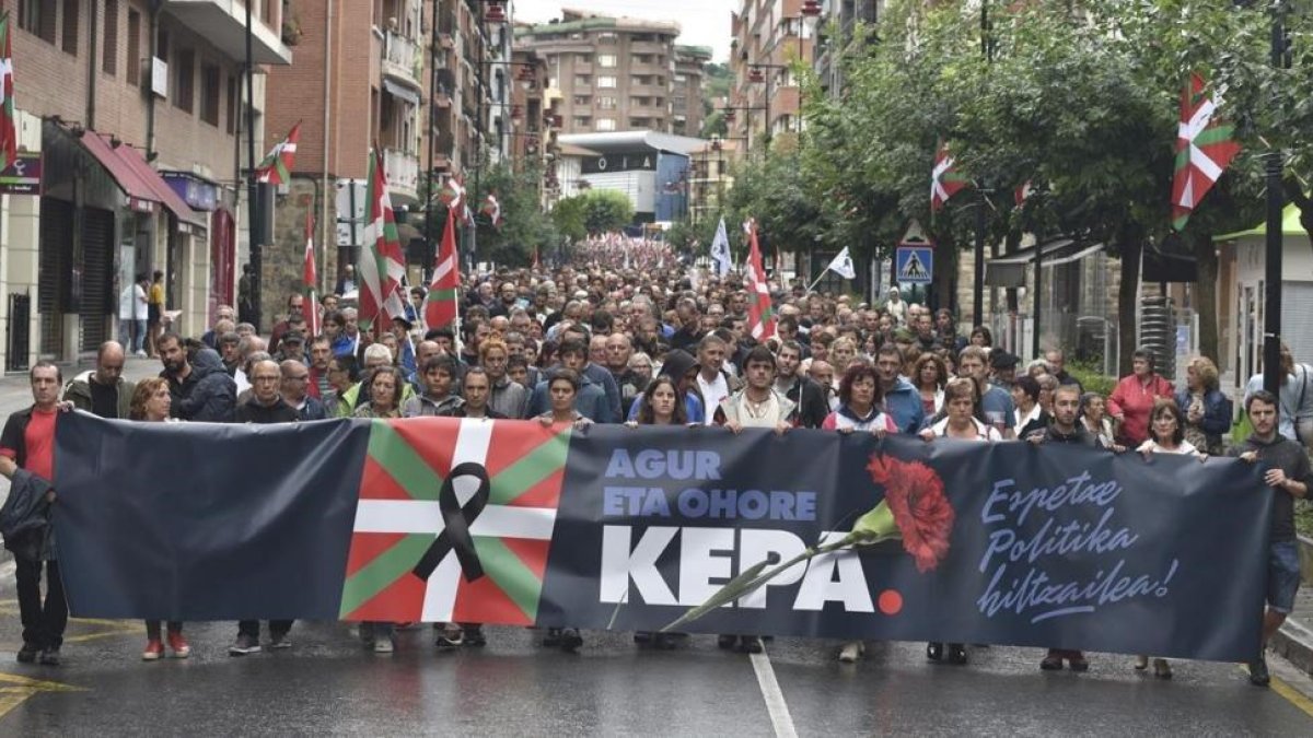 Manifestación en Galdakao en memoria del preso de ETA Kepa del Hoyo y contra la política penitenciaria del Gobierno-JAVIER ZORRILLA