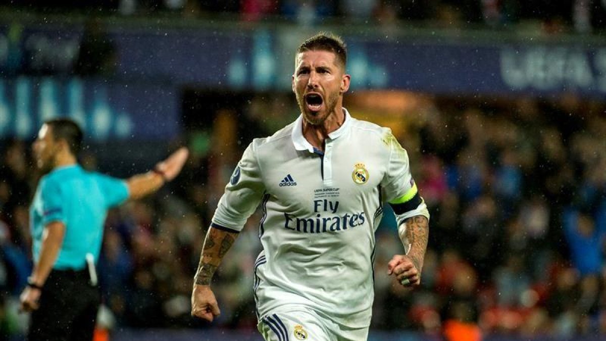 Sergio Ramos celebra el 2-2.-EFE