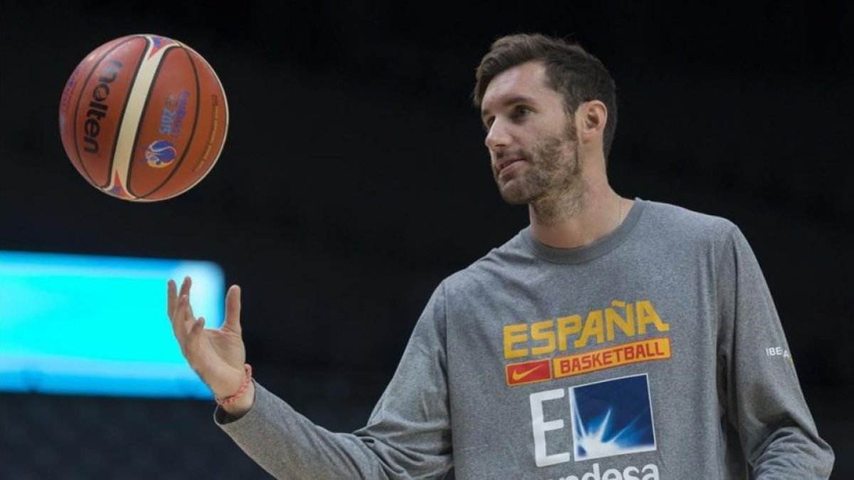 Rudy Fernández en un entrenamiento del Eurobasket del año pasado-ALBERTO NEVADO / FEB