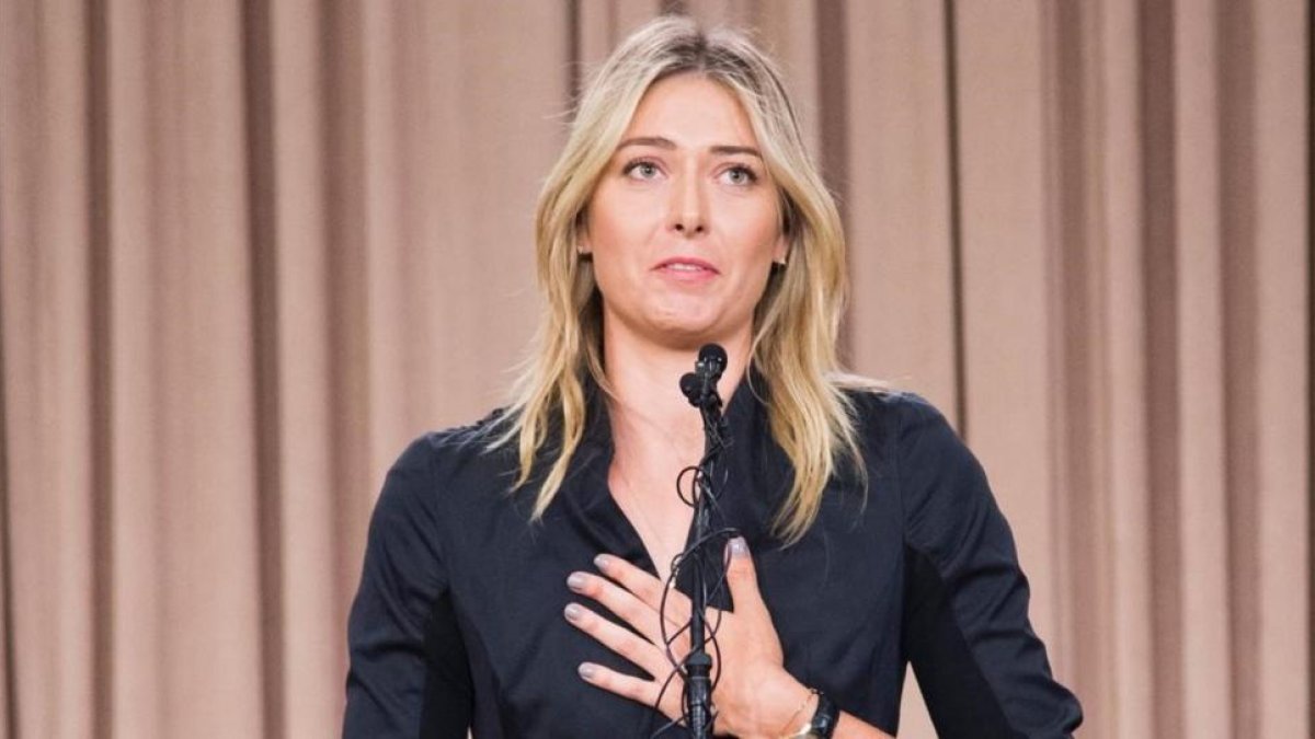 Sharapova, en la rueda de prensa del pasado marzo en la que anunció su positivo en Australia-ROBYN BECK / AFP