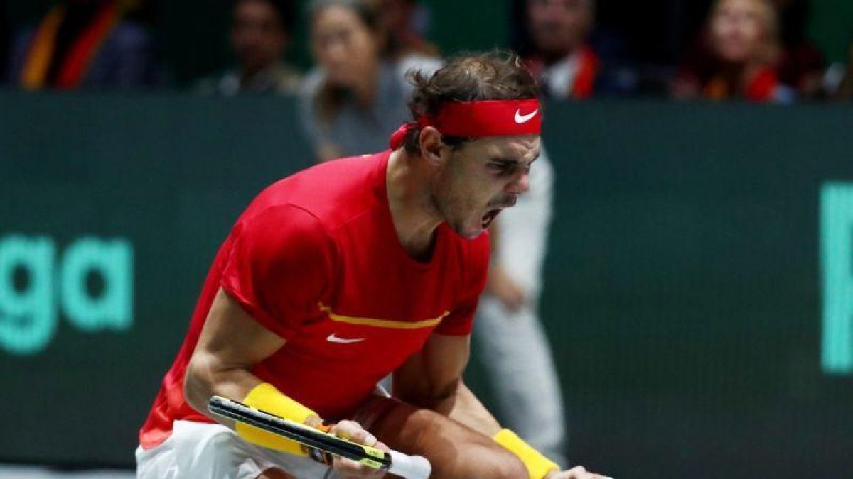 Rafa Nadal celebra un punto en la final de la Copa Davis ante Canadá.-X00213