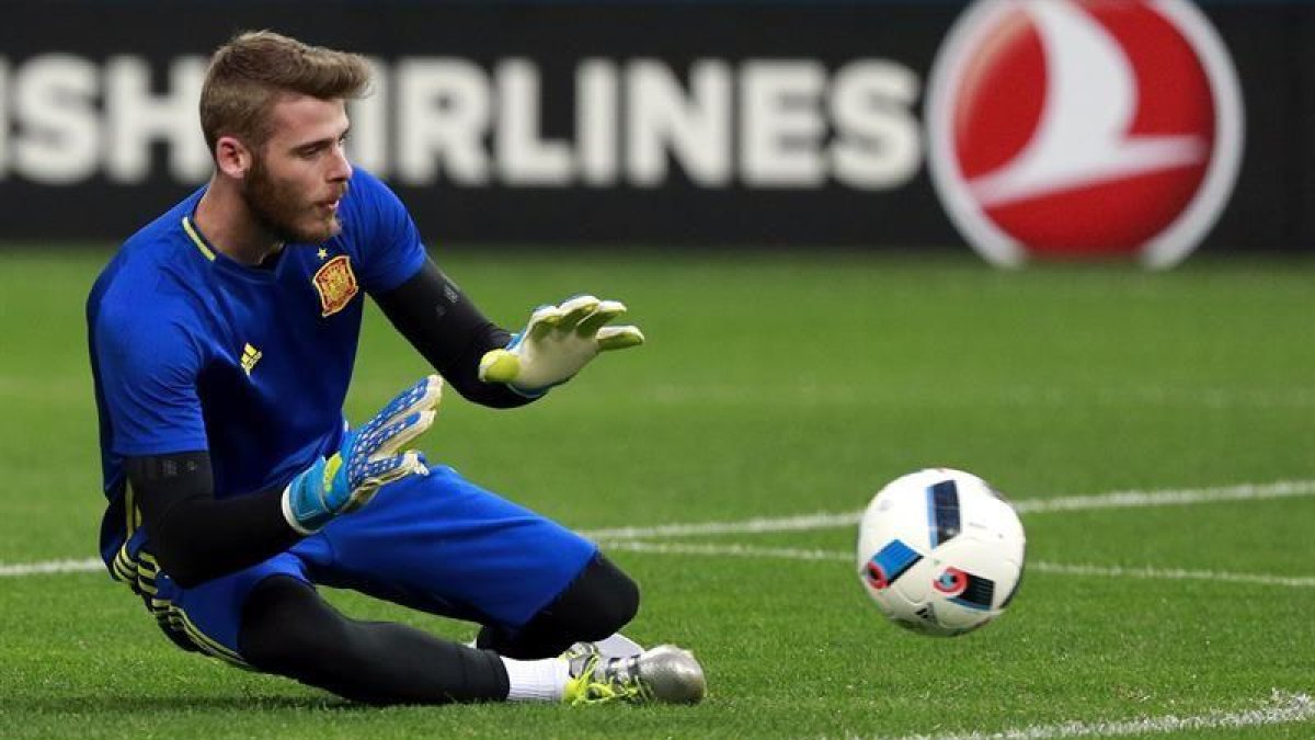 El portero de la selección española, de Gea, durante un entrenamiento-EFE/Kai Försterling