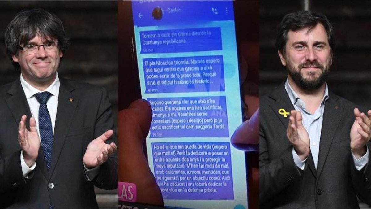 Los mensajes de Carles Puigdemont a Toni Comín.-EL PERIÓDICO