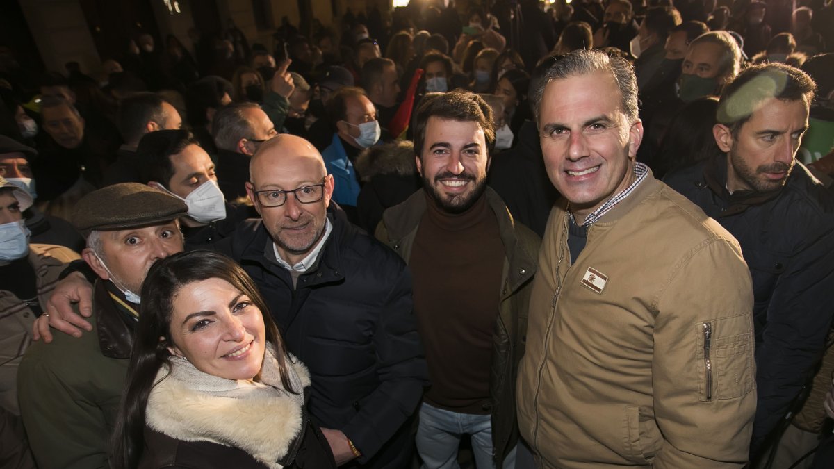 García- Gallardo estuvo acompañado por Macarena Olona, Javier Ortega-Smith e Iñaki Sicilia en el arranque de la campaña electoral. TOMÁS ALONSO