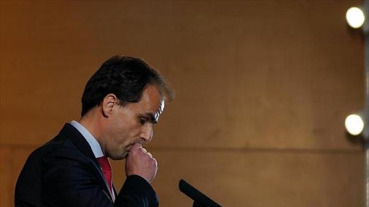 Javier Ramos, rector de la URJC, en la rueda de prensa que ofreció el pasado viernes-JOSÉ LUIS ROCA