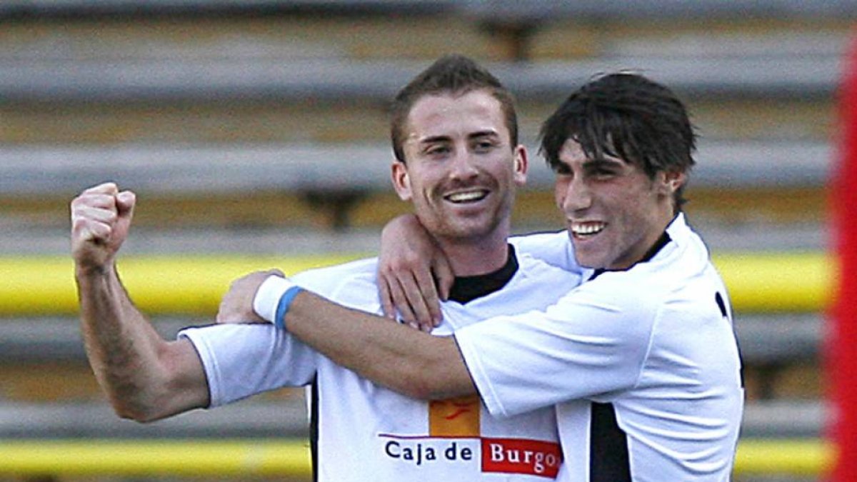 Maureta celebra un gol en su primera temporada como blanquinegro.-ISRAEL L. MURILLO