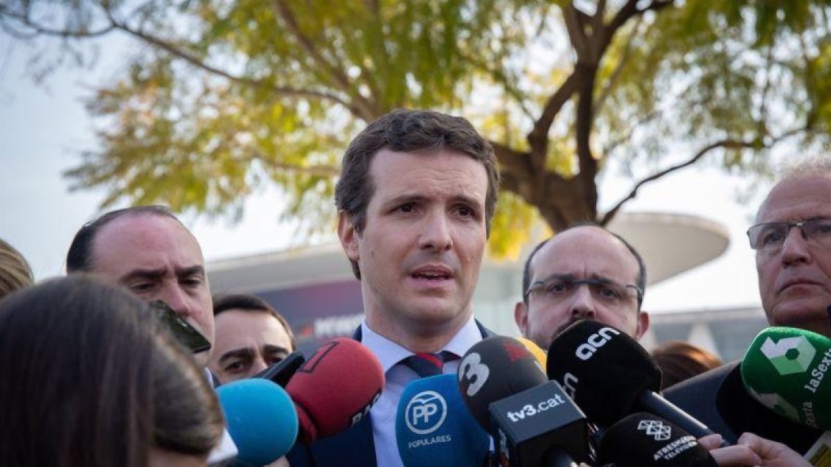 Pablo Casado, tras visitar el Mobile World Congress.-EUROPA PRESS
