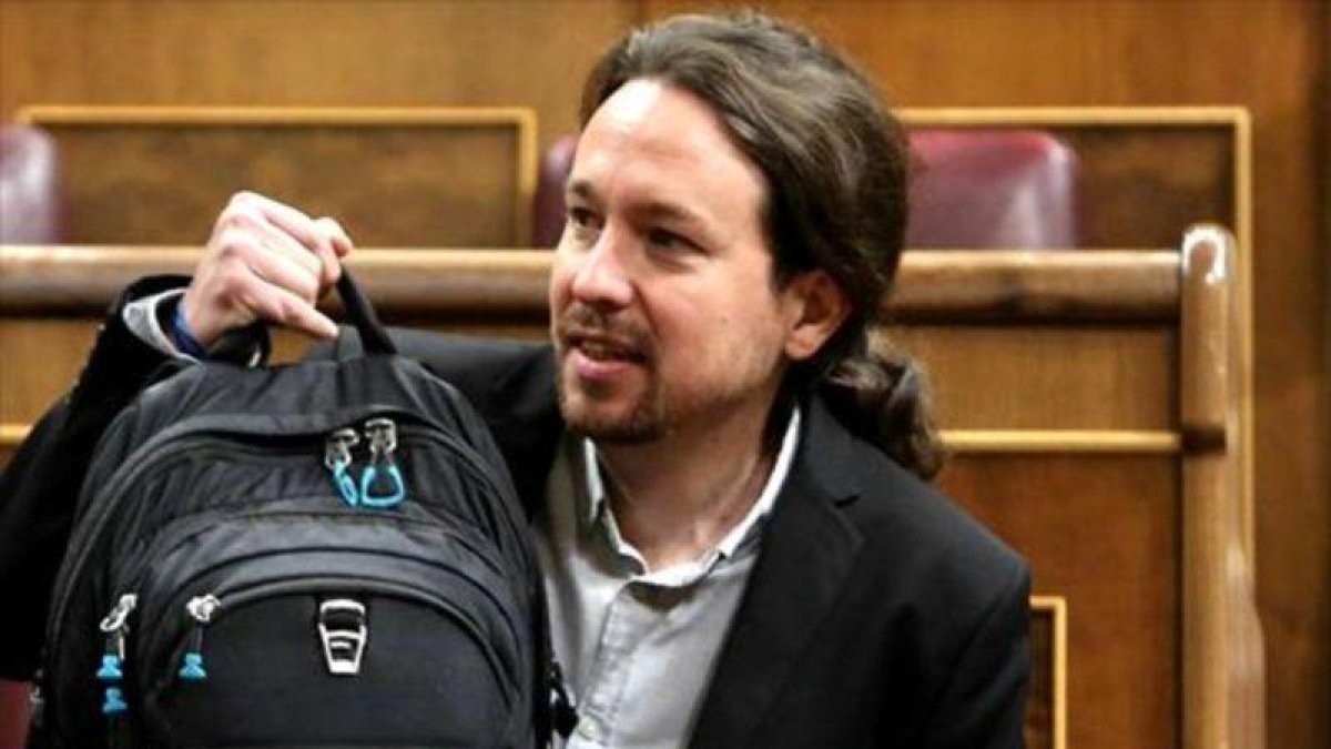 Pablo Iglesias, ayer, en el pleno del Congreso.-JUAN MANUEL PRATS