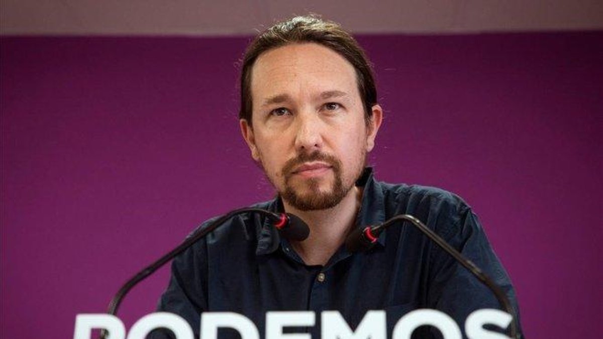 Pablo Iglesias, en rueda de prensa tras las elecciones del 26-M.-LUCA PIERGIOVANNI (EFE)