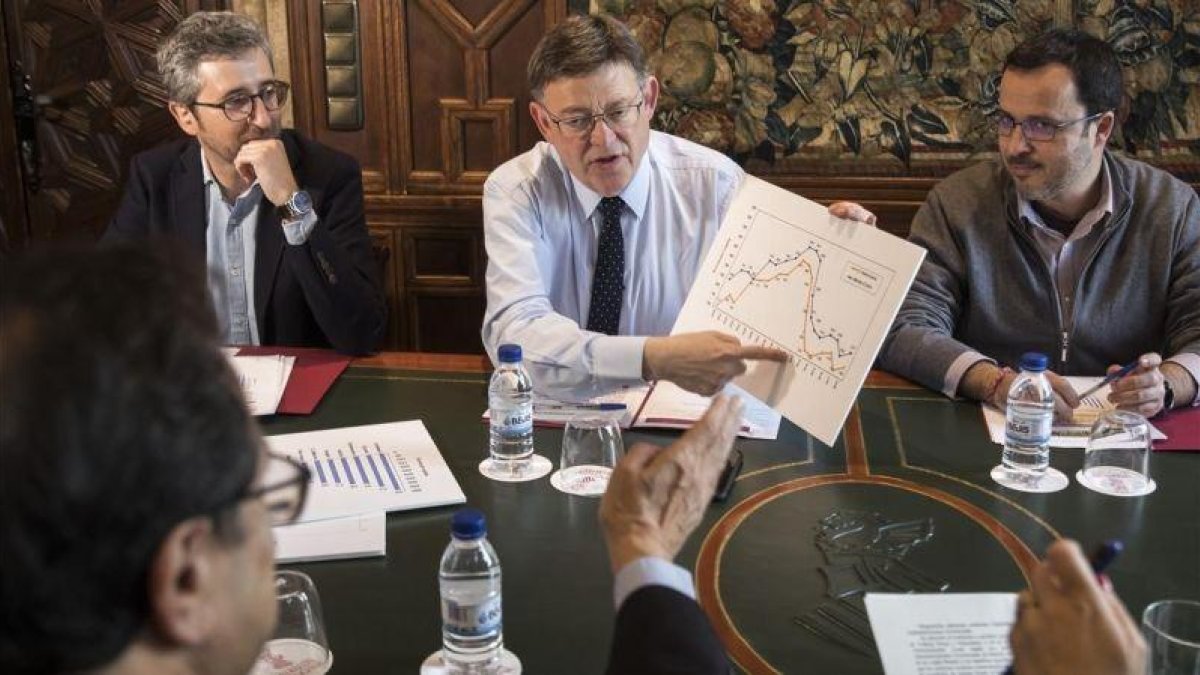 Ximo Puig, president de la Generalitat y secretario general del PSPV, en una reunión de esta semana.-MIGUEL LORENZO