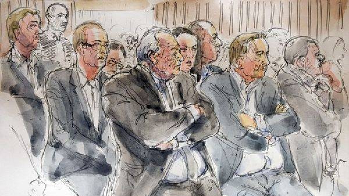 Dibujo de Strauss-Kahn durante el juicio en Lille.-Foto: AFP / BENOIT PEYRUCQ